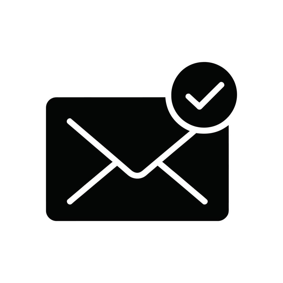 Email Received Icon Envelope with Checkmark for Message Delivery Confirmation on White vector