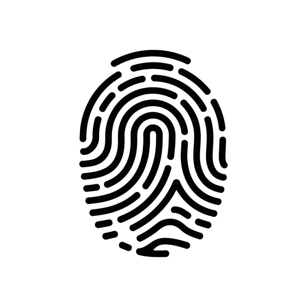 Isolated Black Fingerprint Icon on White Background for Security Identification System vector