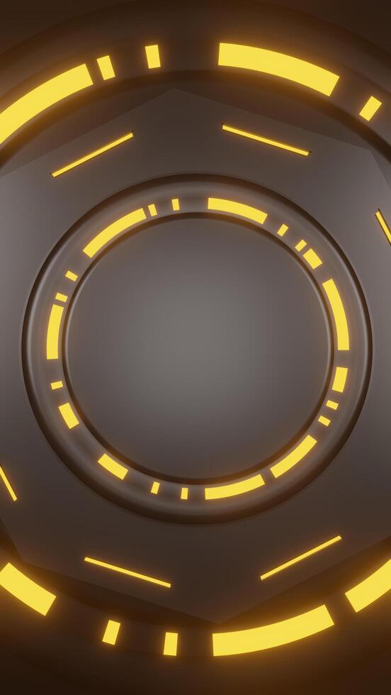 3D circular pattern with bright neon lights, modern sci-fi abstract background for digital wallpaper, technology, and innovation concepts. photo
