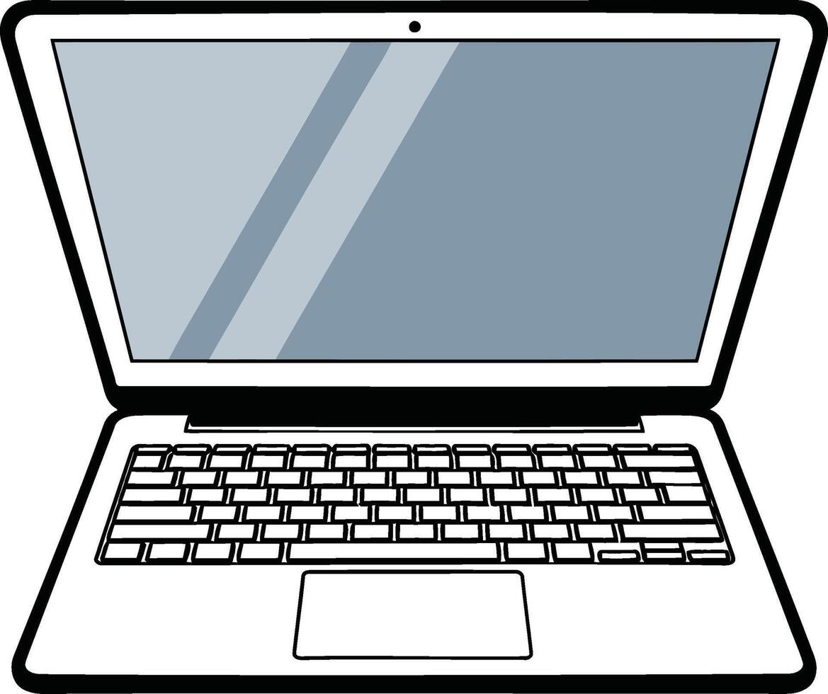 Open Laptop Computer with Blank Screen. vector