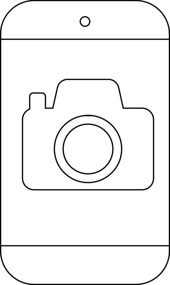 smartphone line icon and camera icon vector