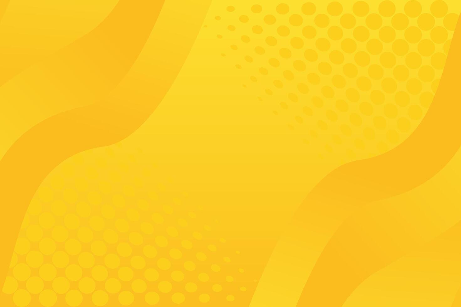 Bright Yellow Abstract Background With Wavy Shapes And Halftone Dots For Design Projects vector