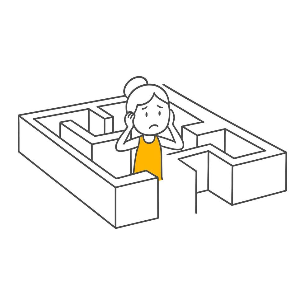 A Representation of Problem Solving and Decision Making by a Woman Trying to Find Her Way Through a Challenging Situation. vector