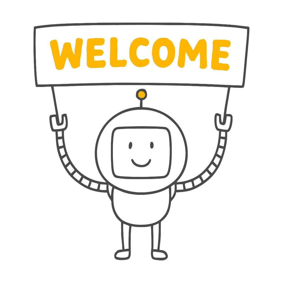 The Gentleman Robot Figure Offering Innovative Solutions and Automating Business Processes Leads the Technological Transformation. vector