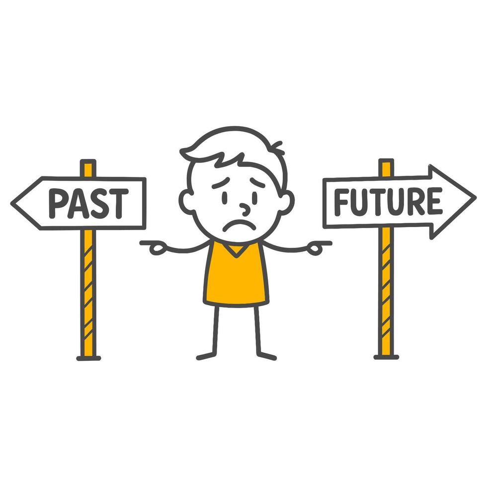 Evaluating Past Experiences and Future Vision at a Critical Decision Junction in Business Life. vector