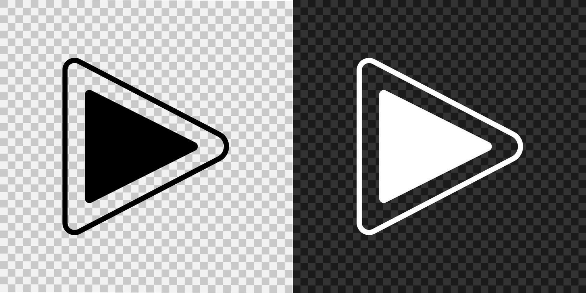 Editable play button icon isolated on dark and white background. Easy to adapt for various digital media interfaces. Suitable for web and mobile multimedia projects. vector
