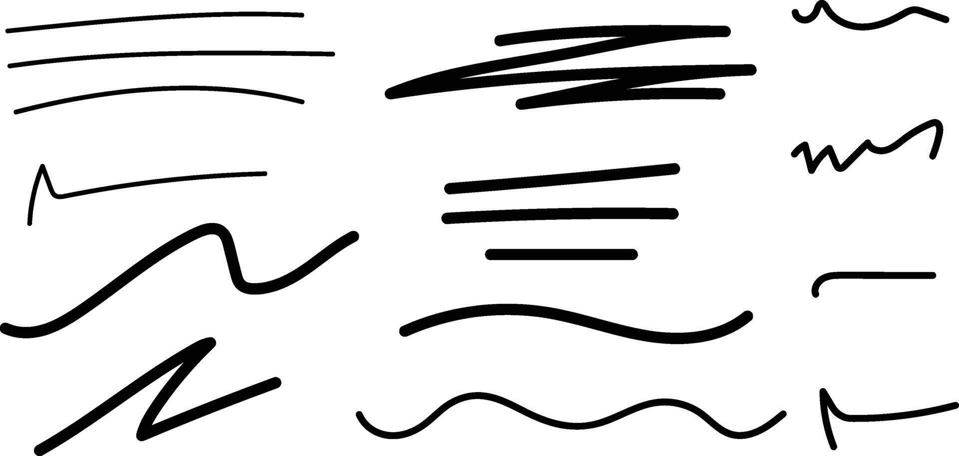 Black hand drawn brush strokes and abstract shapes collection artistic ink texture set on transparent background. vector