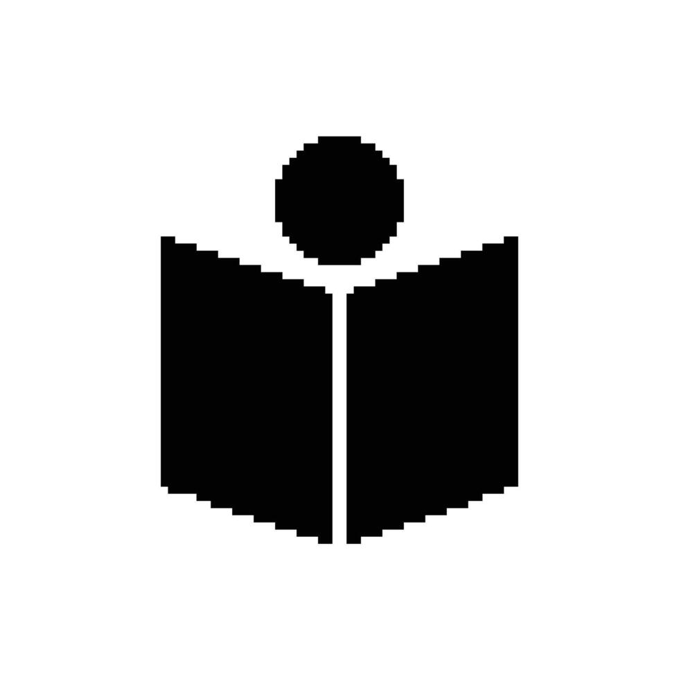 Pixelated Open Book Icon Symbolizing Education Knowledge and Reading Graphic Element vector