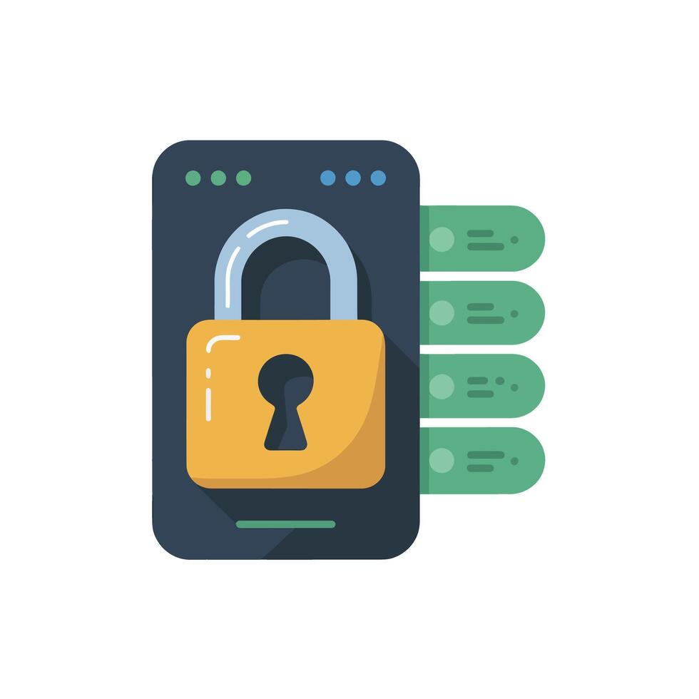 Mobile phone security concept with padlock representing data protection on a smartphone interface vector