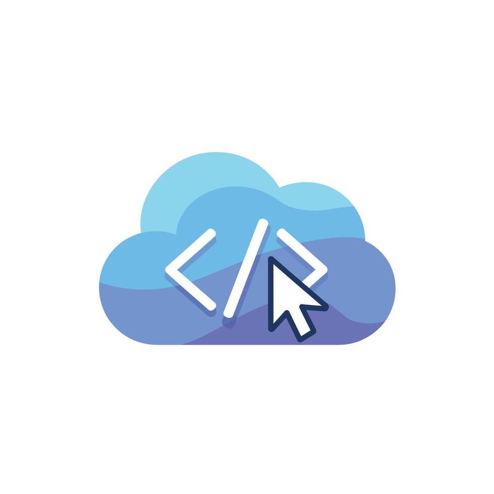 Cloud Computing with Code and Mouse Pointer Symbolizing Development and Technology Solutions vector