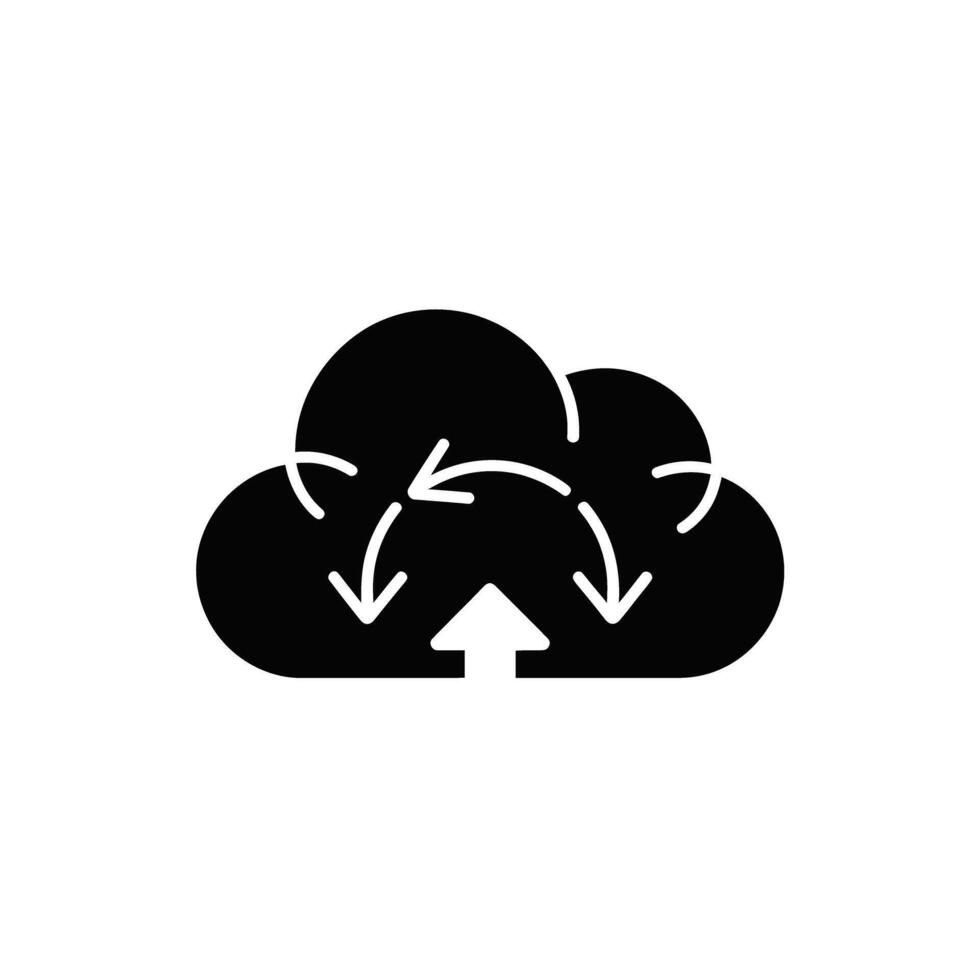 Black Cloud Icon with Arrows Symbolizing Data Transfer and Upload Process for Web Design vector