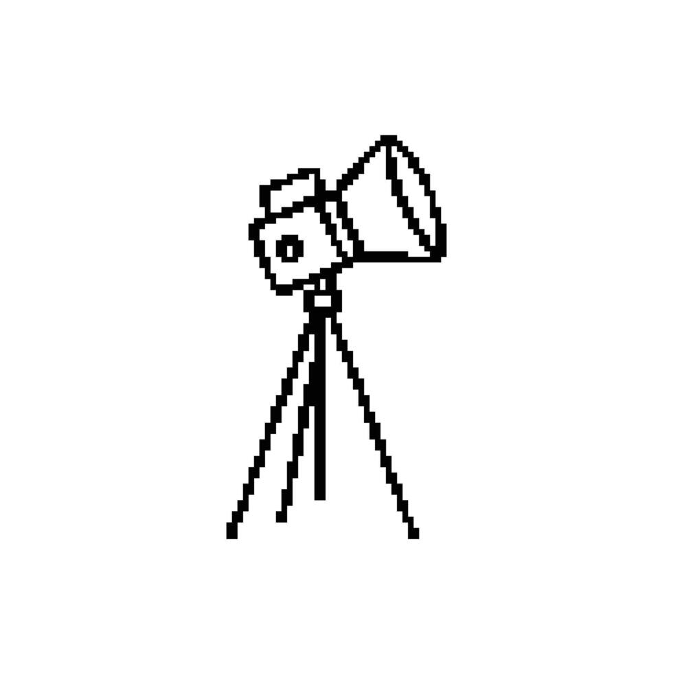Pixelated Telescope on Tripod for Scientific Exploration and Space Observation with Retro Style vector