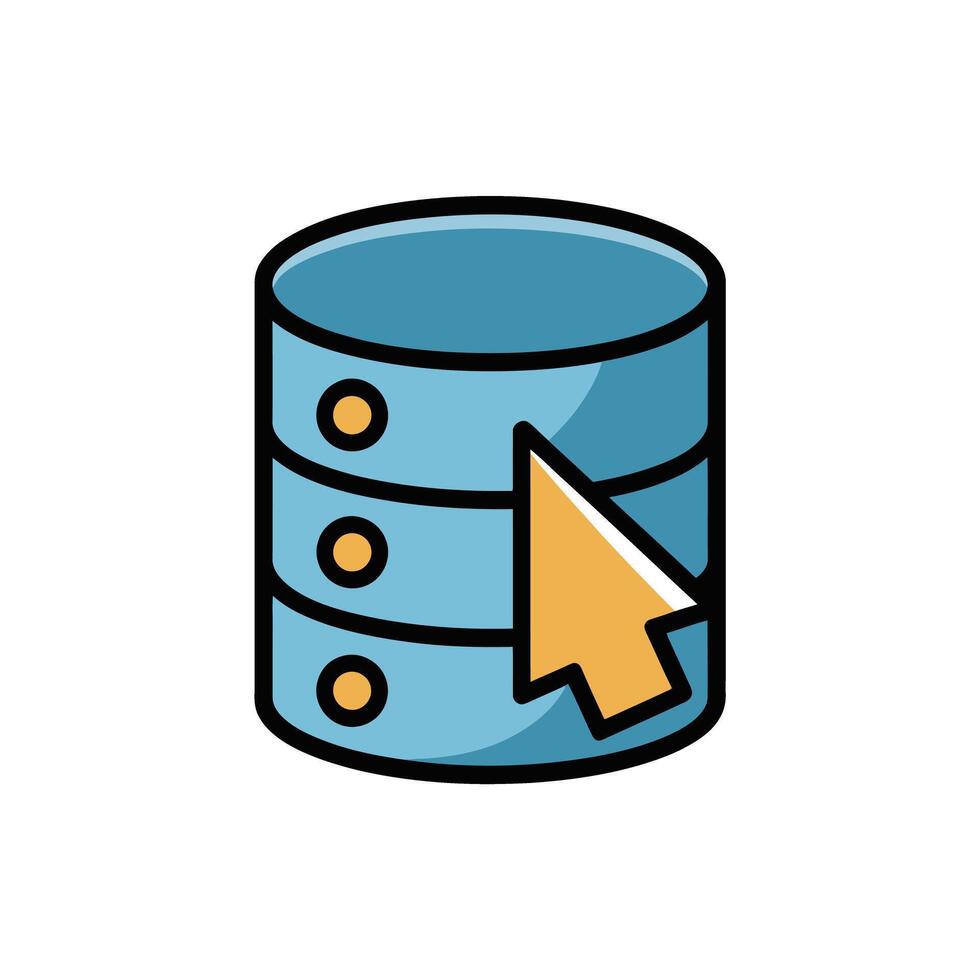 Database icon with cursor for data management software and website design vector