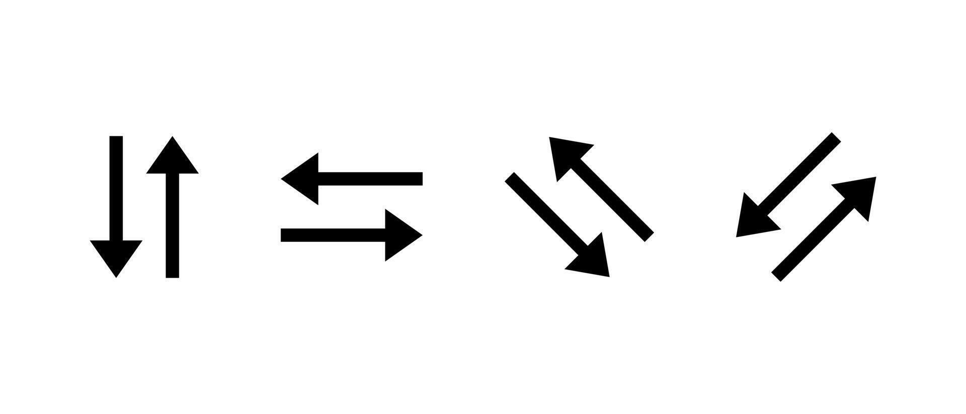 Swap vertical and horizontal arrow icon. Diagonal arrows symbol. Double sign navigation vector