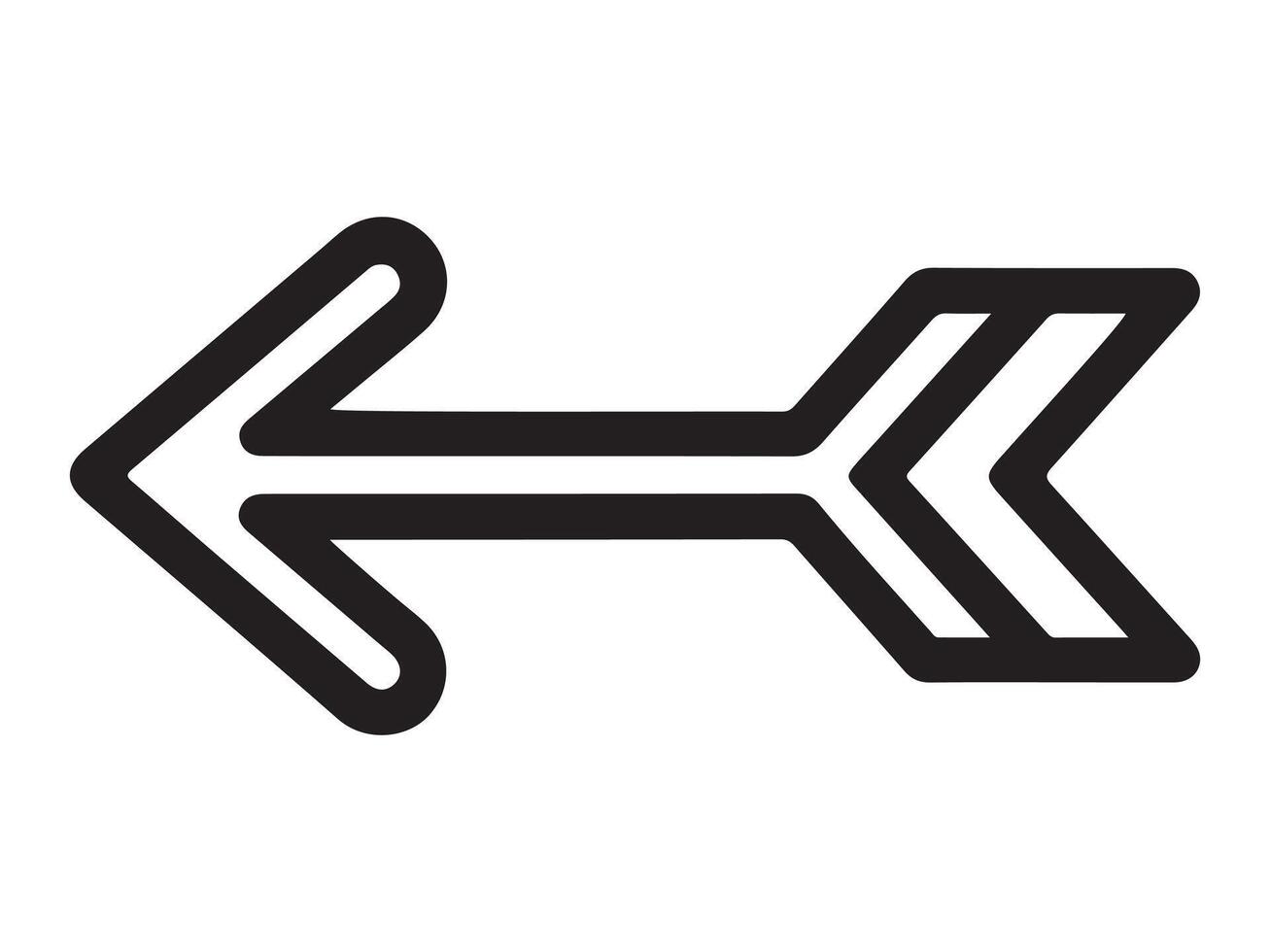 Simple left arrow icon outline silhouette design element vector