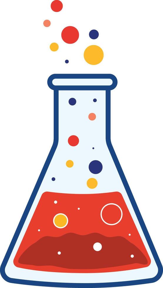 Erlenmeyer Flask Bubbling Liquid Chemical Reaction Science Lab Experiment Icon vector