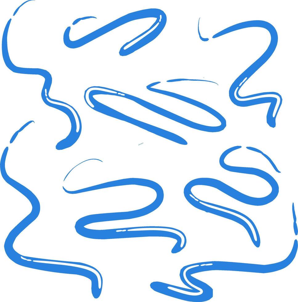 Minimalist abstract blue wavy line pattern with water-like motion effect, hand-drawn brush stroke design symbolizing fluid movement, creativity, and calmness in modern art. vector
