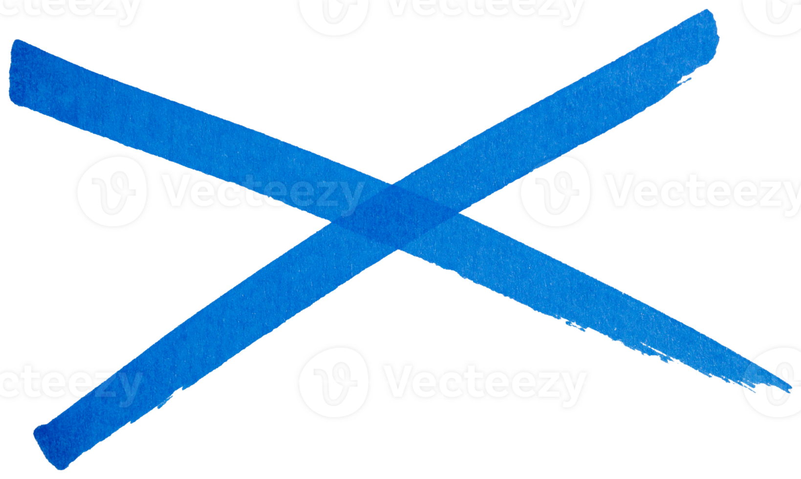 Hand drawn blue cross mark with marker brush strokes, abstract ink X symbol for wrong choice, error, cancel, rejection, doodle sketch isolated simple sign design element on transparent background png
