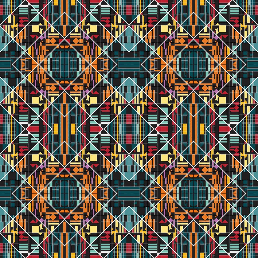 A vibrant geometric pattern featuring a series of colorful squares arranged in a repeating design. vector