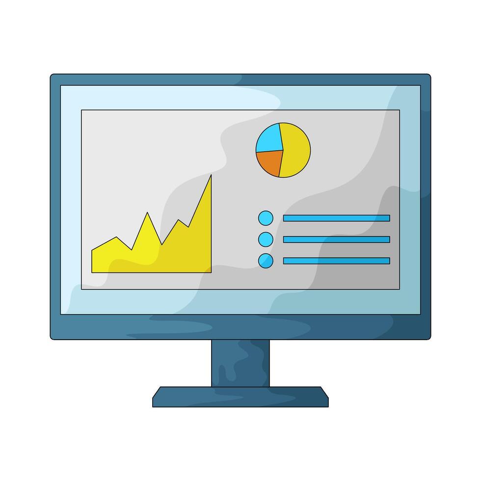 Colorful computer screen with graphs vector