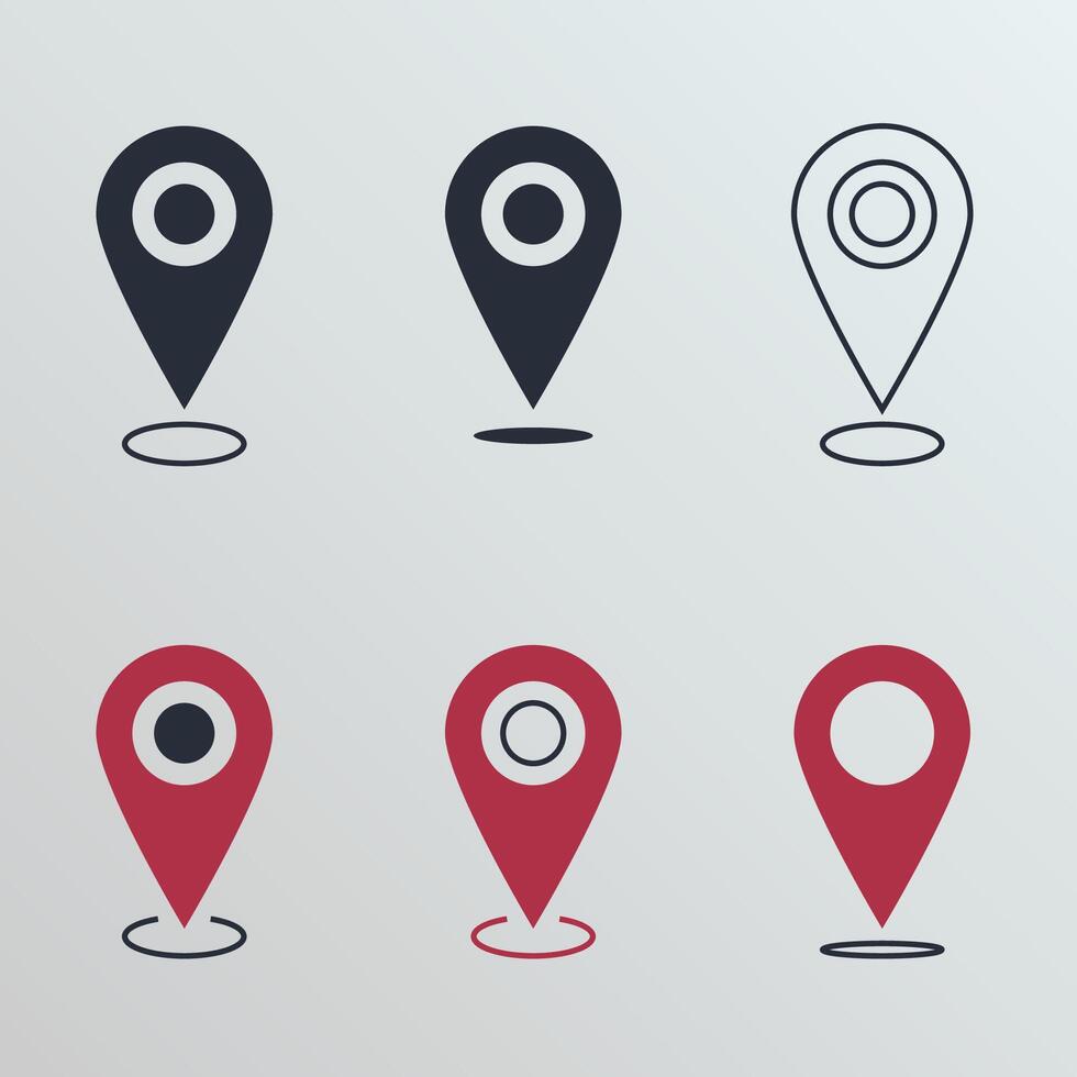 Location or map pin icon symbol set. Location pointer. Map pin vector