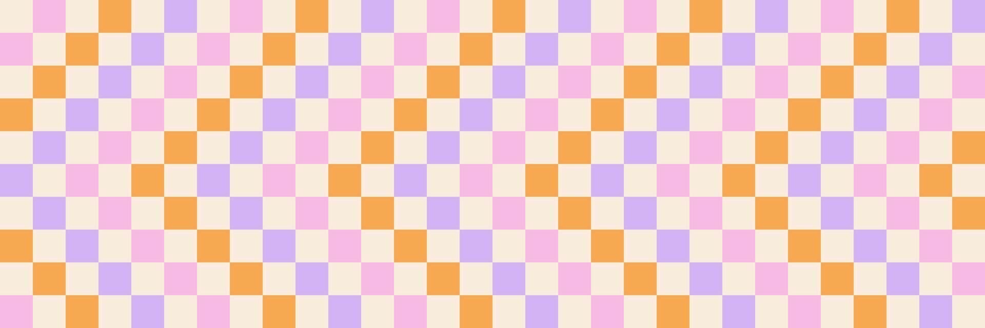 Abstract funny Y2K-style seamless pink, orange and purple background. A retro checkerboard pattern with a groovy vibe, perfect for graphic design projects and textures. vector