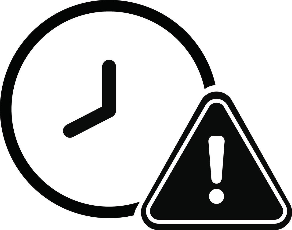 Expiry icon. solid style for web and app. black design. Alert, alarm, clock circular with exclamation mark concept. illustration vector