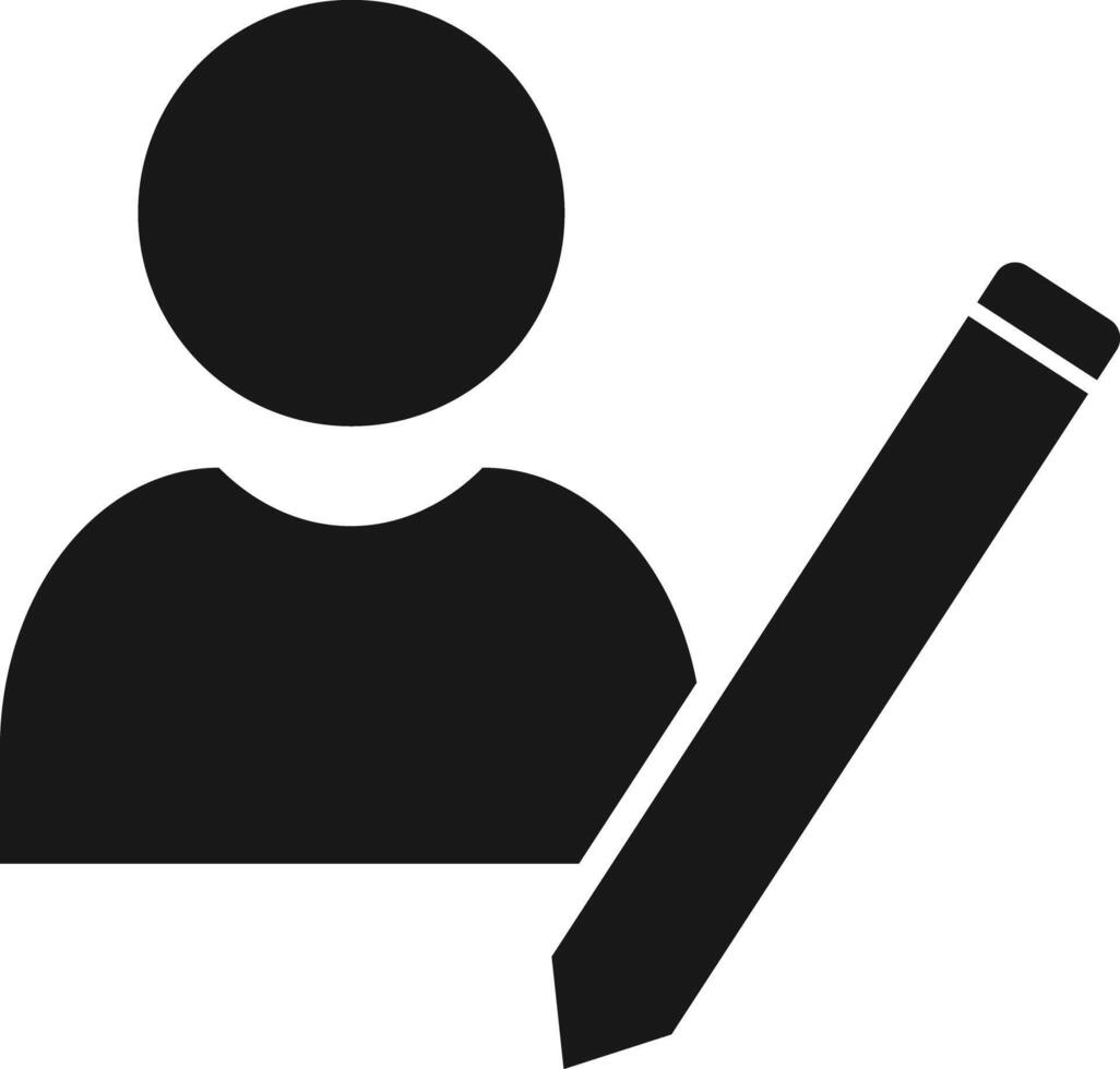 writer user icon , author icon, style can be used for web, mobile, ui, a person holding a pen and a person with a pencil icon. illustration vector