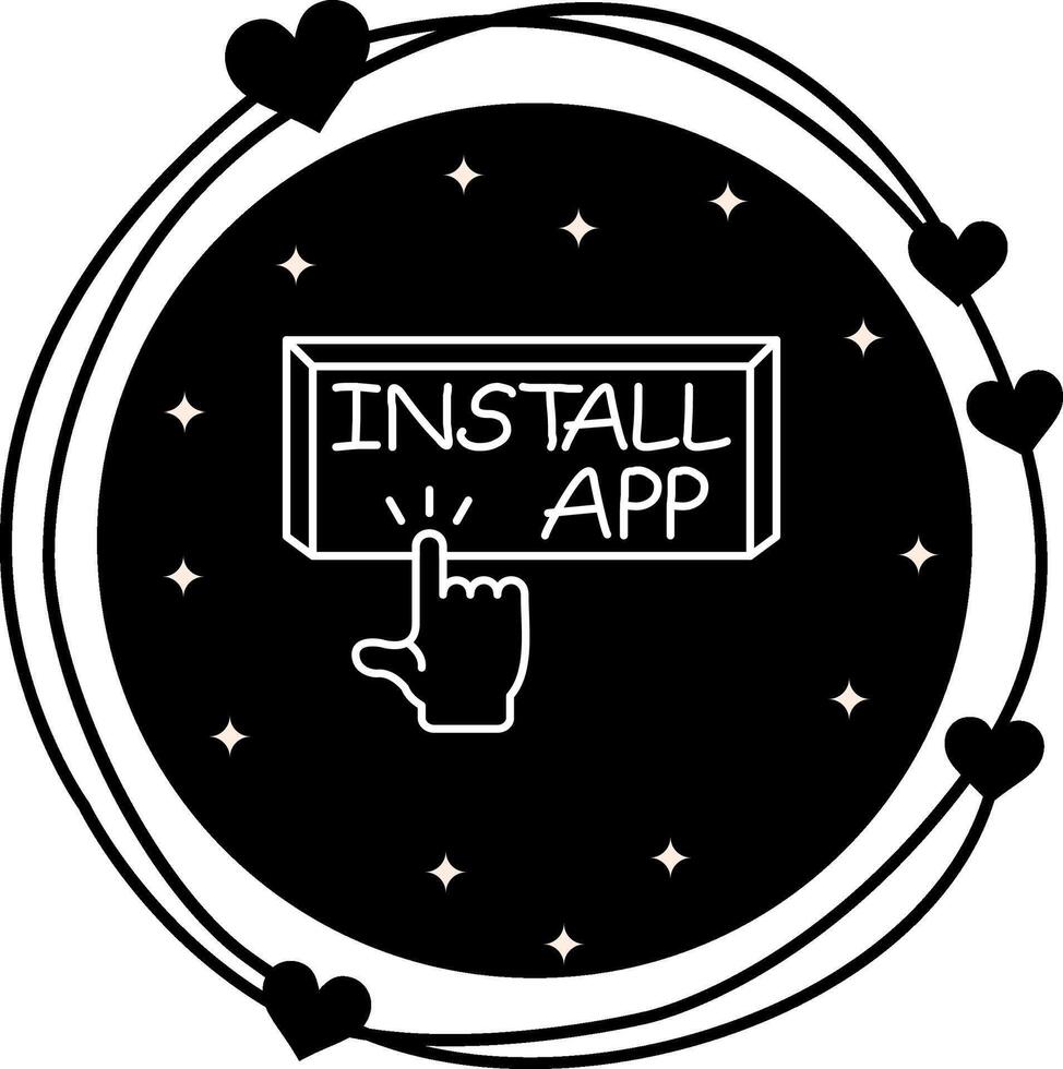 Instalar en pc aplicación dedo grifo botón único plano elemento vector