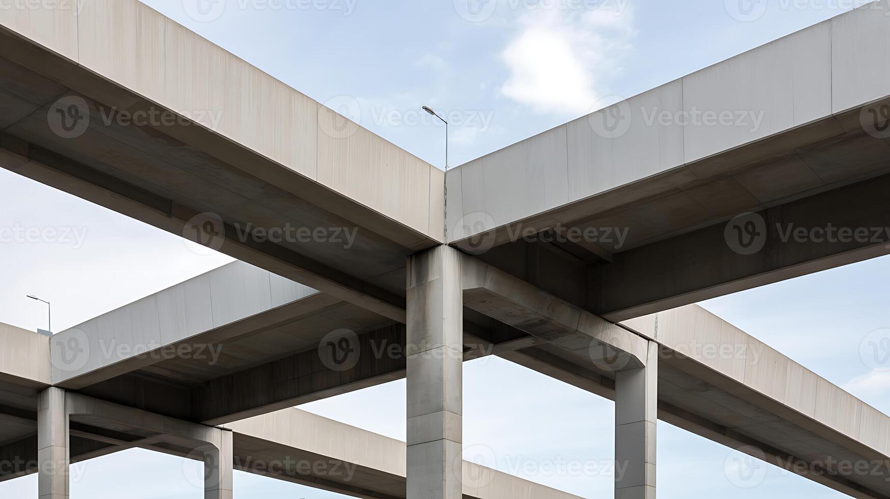 Modern concrete structure with intersecting beams and columns photo