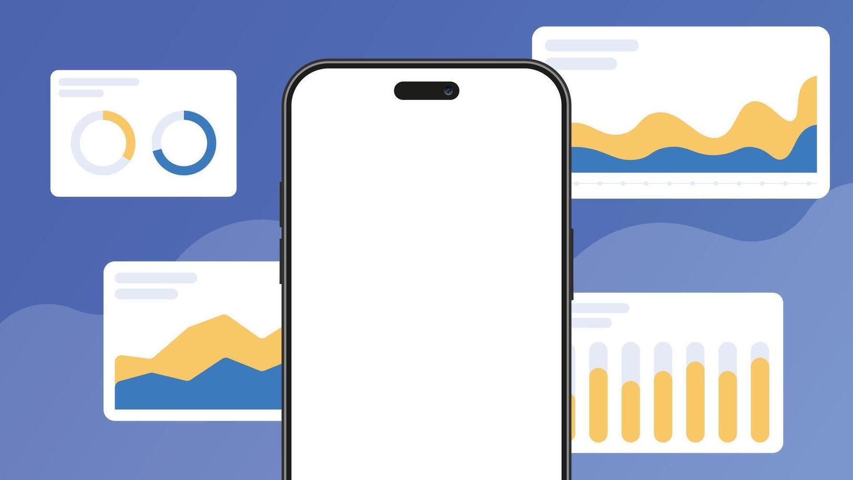 Iphone mockup with analytics dashboard charts vector