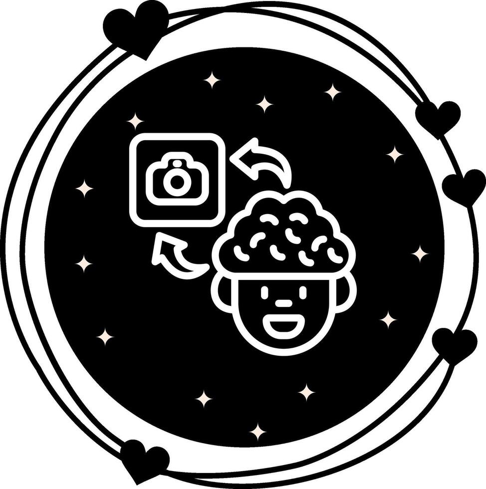 Brain Camera Streamlined Flat Design Feature vector