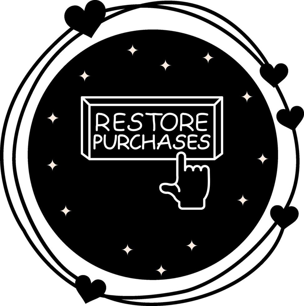 Restore Purchases Finger Tap Button Interactive Mobile App Symbol vector