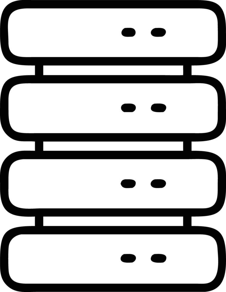 Server icon, data storage with rounded edges, database symbol in black line vector