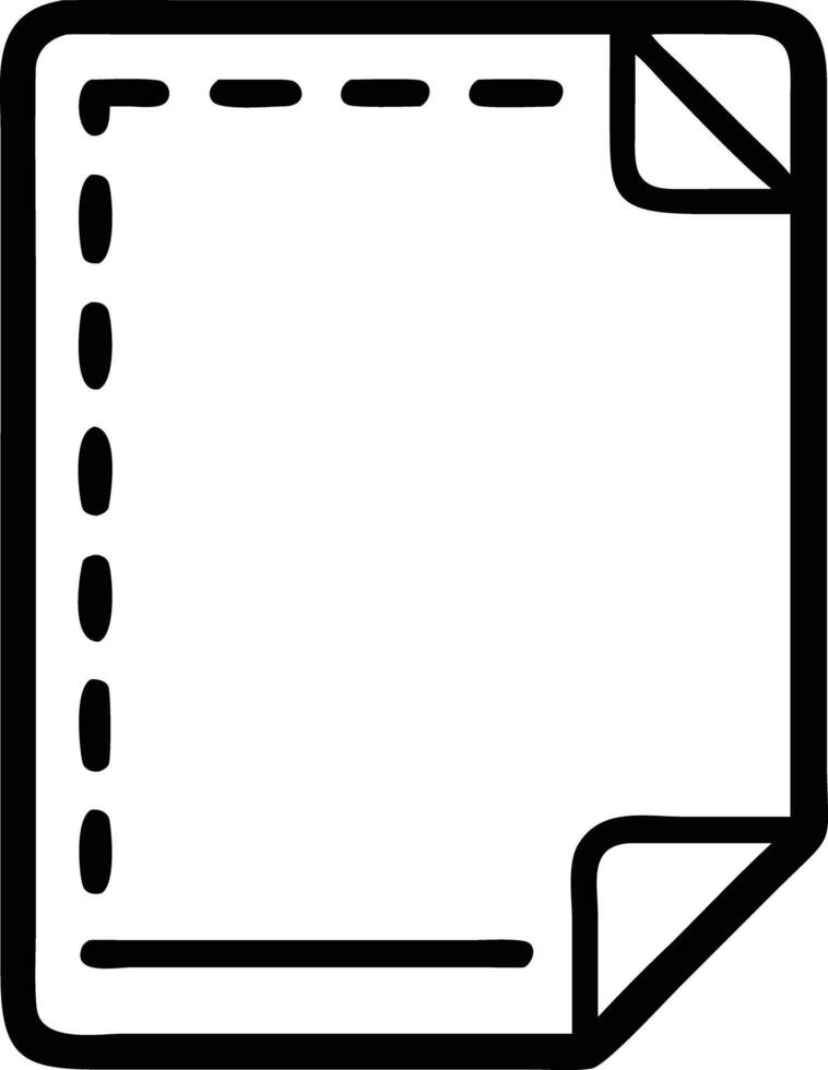 Simple document icon with folded corner and dashed cutting line vector