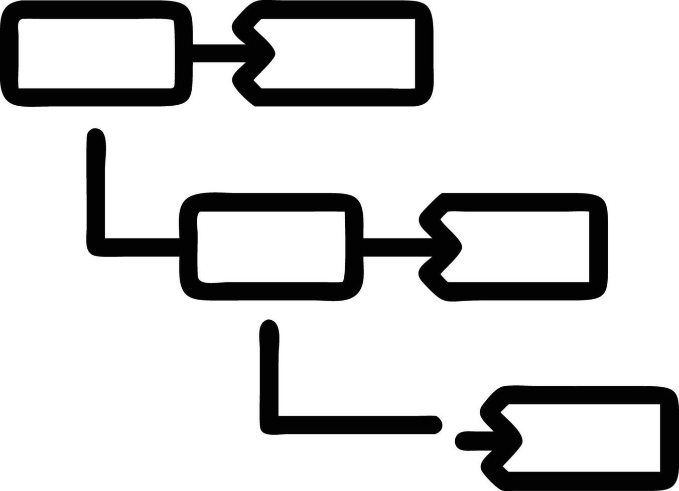 Simple handdrawn workflow diagram showing a process flow with connecting elements vector
