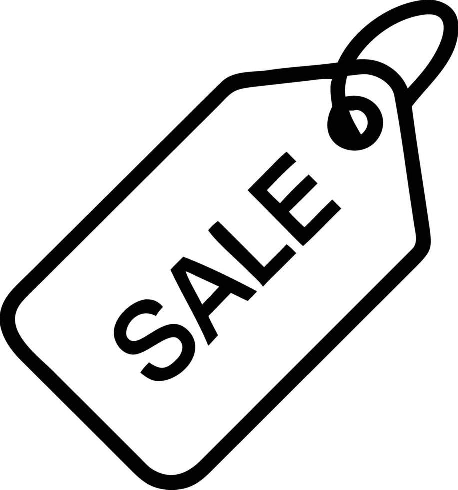 Simple line art sale tag icon with string and modern design vector