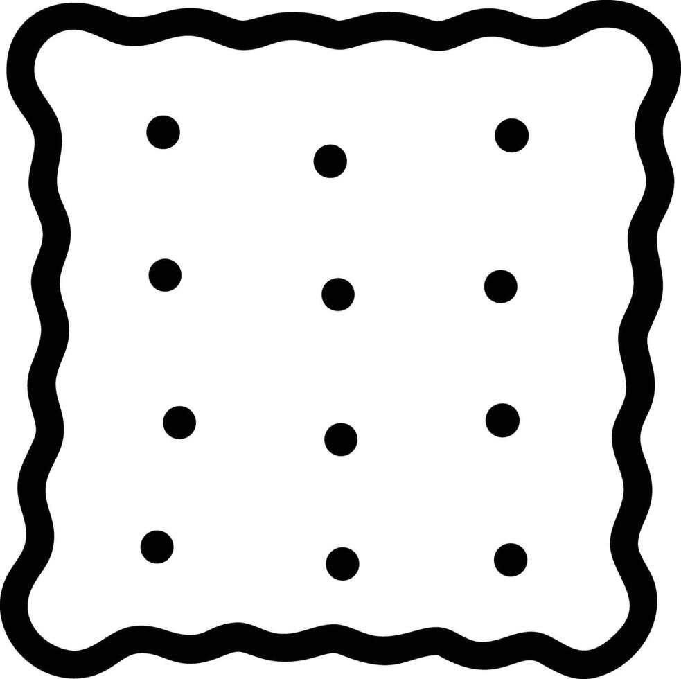 Simple line drawing of biscuit or cracker with wavy edges and dot pattern vector