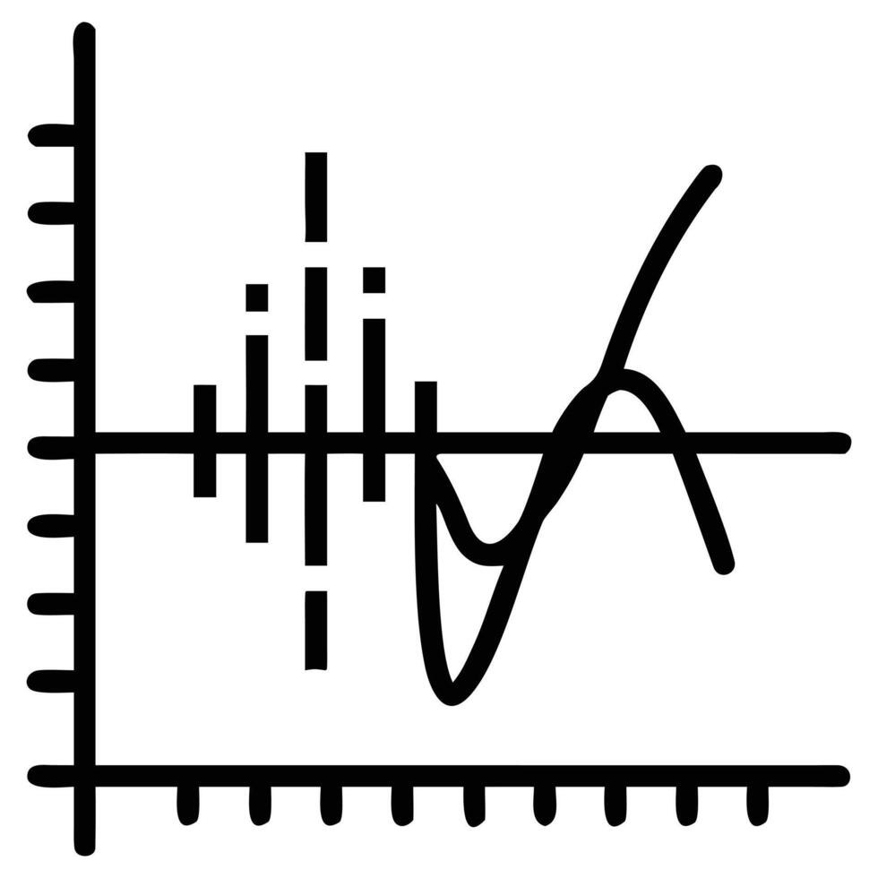 Stock of graph with axis and wave, bar and line graph in simple style vector
