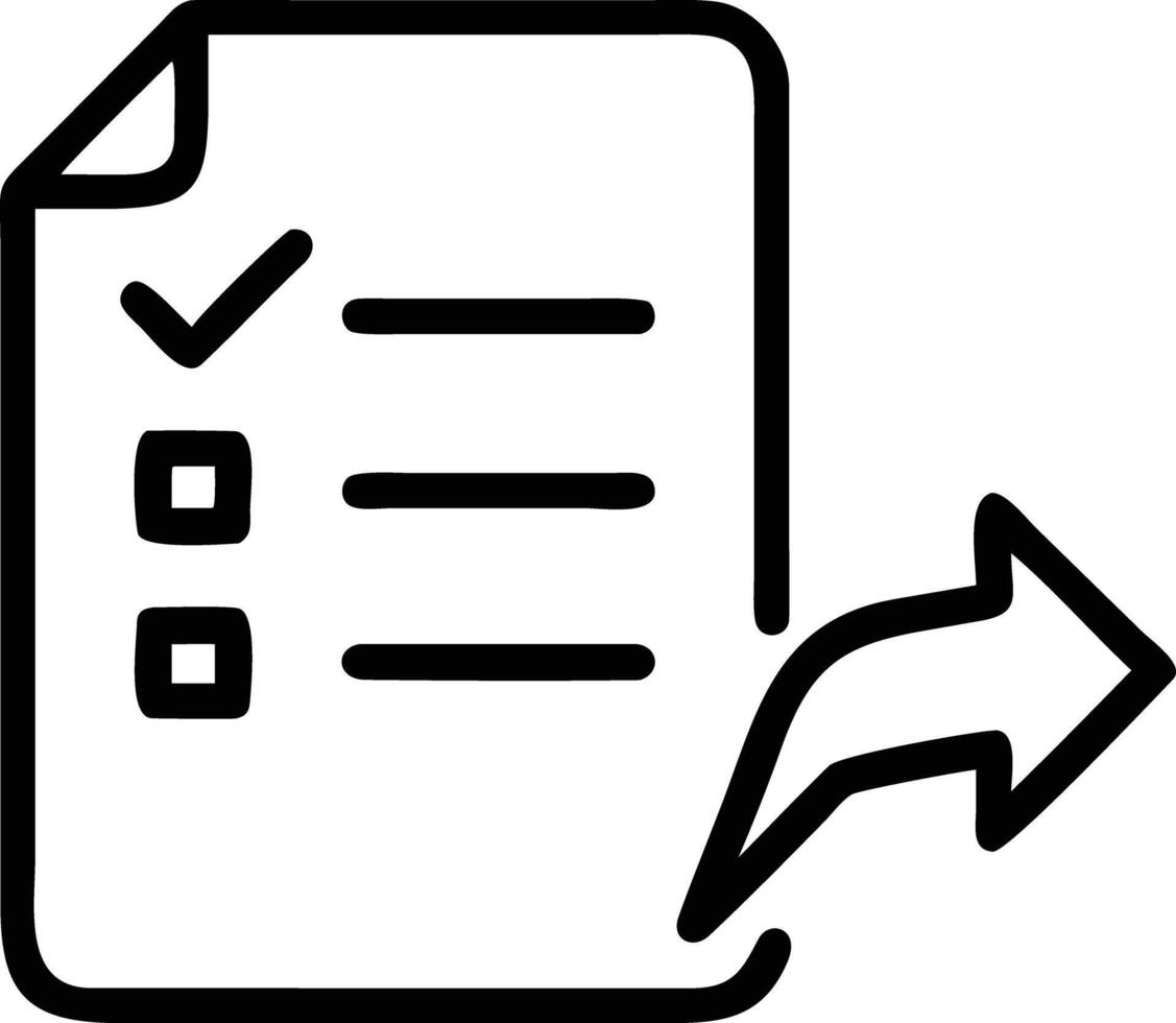 Submit form with checkmark, list boxes and an arrow icon vector