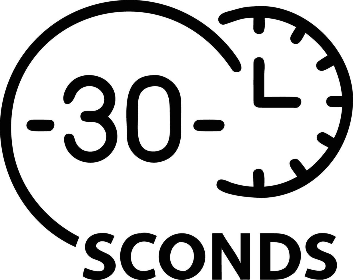 Thirty seconds timer icon in simple line drawing style for ui and design vector