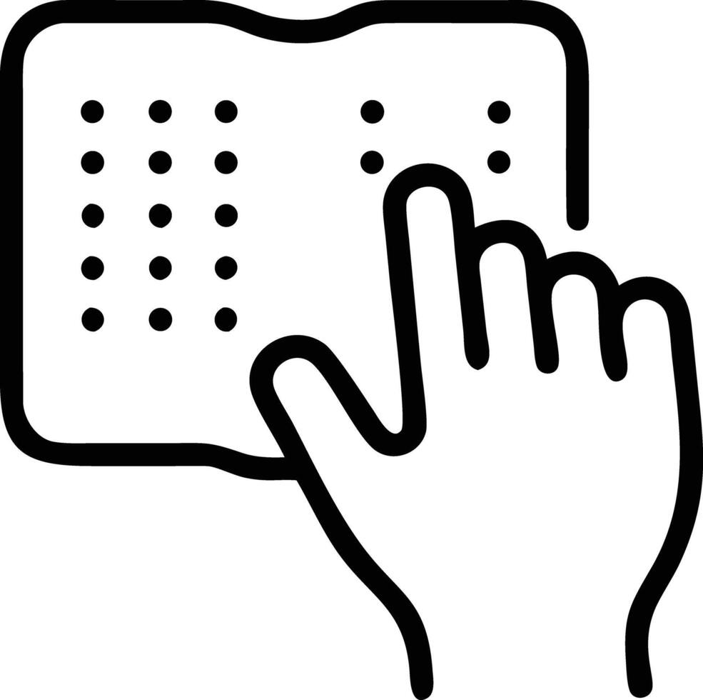 Braille alphabet with hand touch outline for accessibility and inclusion projects vector