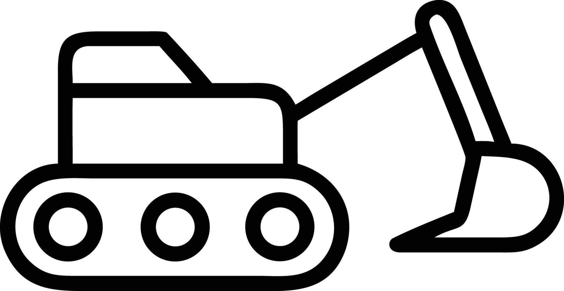 Excavator outline icon with construction vehicle in simple minimalist style line art vector