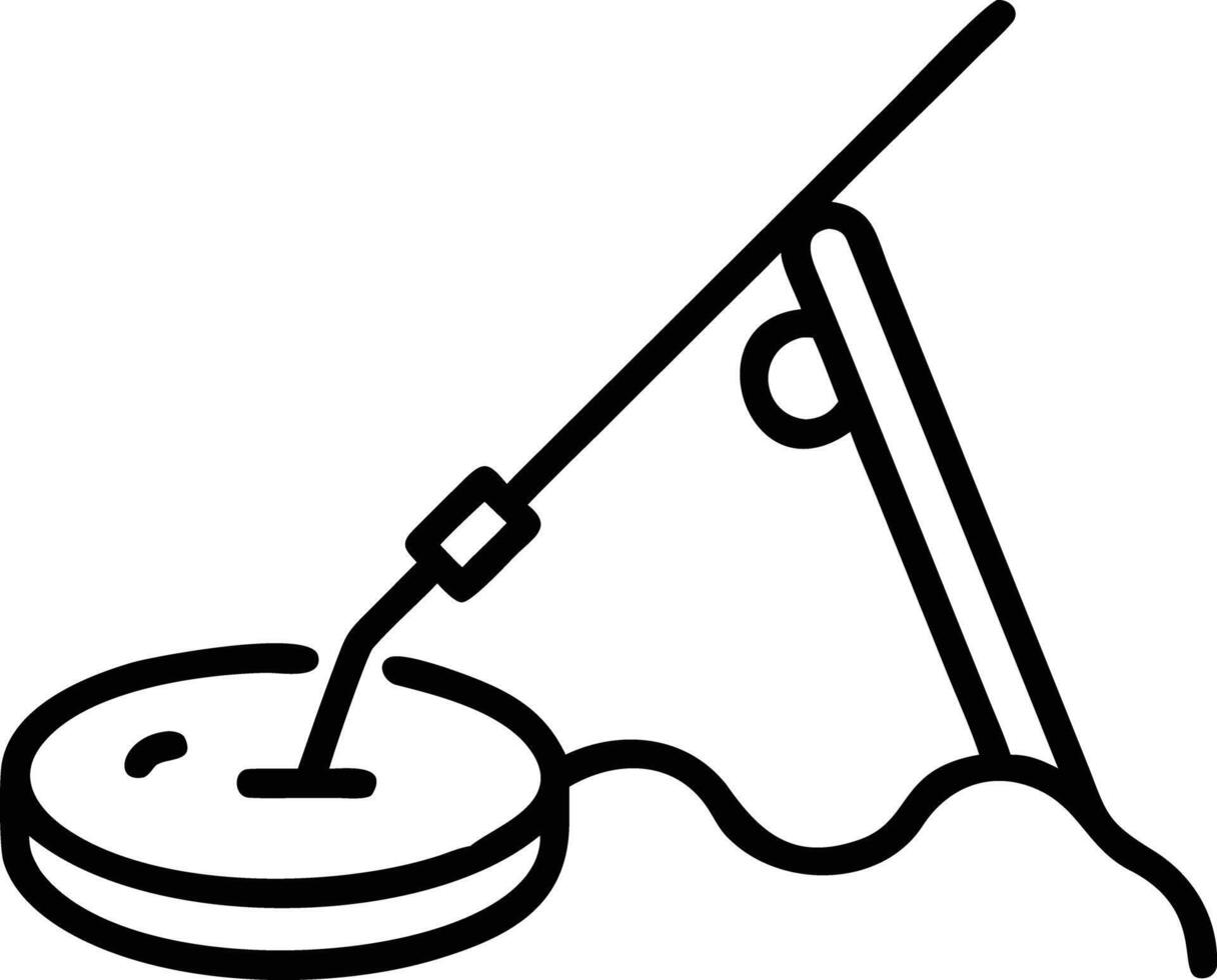 Inoculating loop depositing sample into petri dish line art for science vector