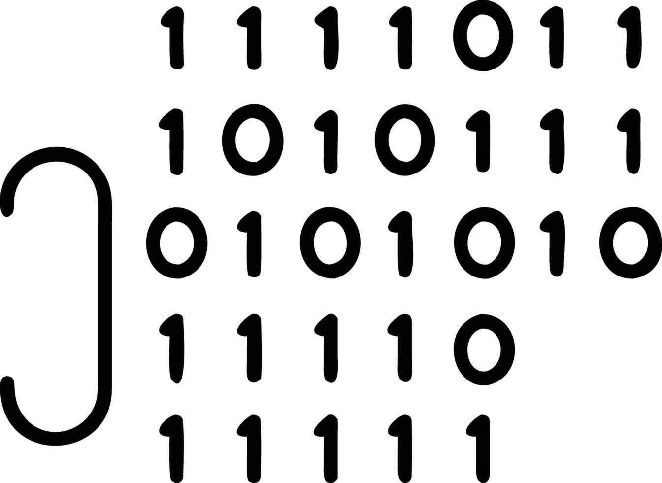 Binary code matrix with curly bracket illustration for data concept design vector
