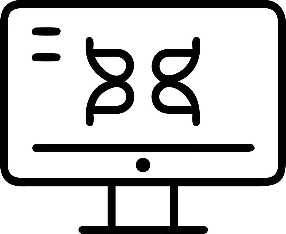 Line art computer with abstract petal design for modern logo icon design vector