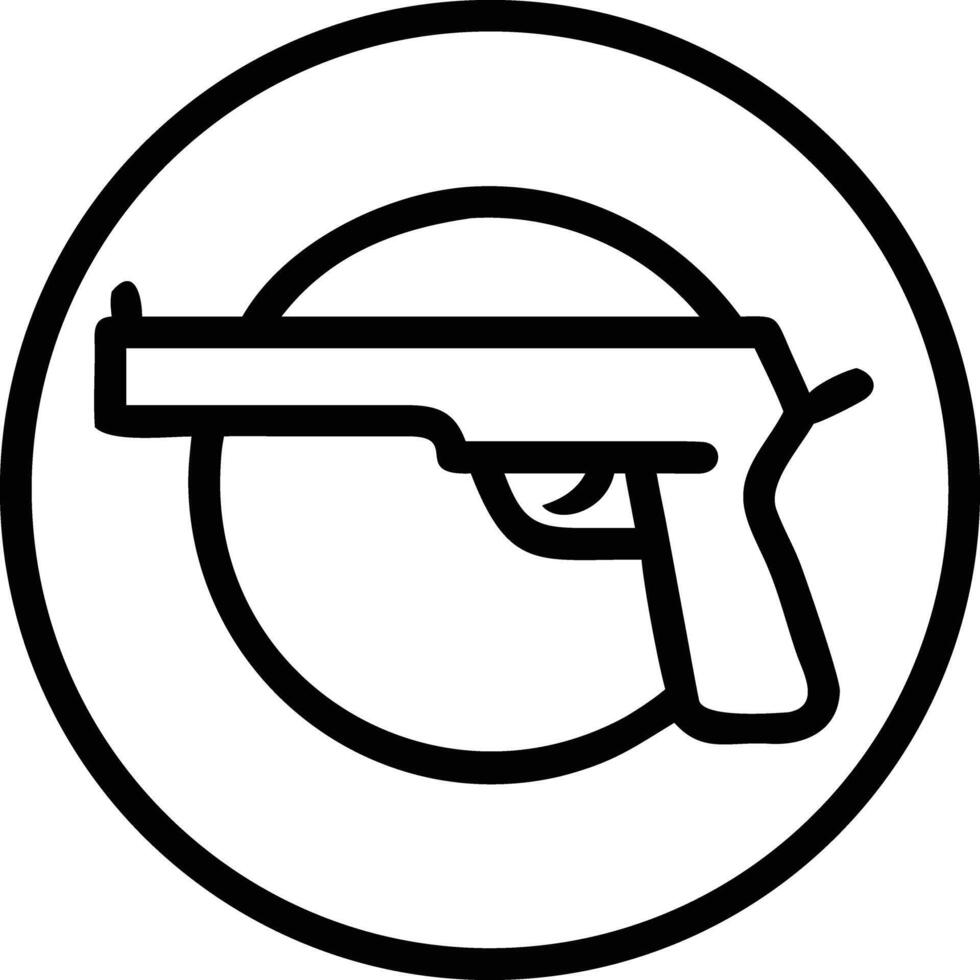 Simple handgun icon in circle outline for logo design and prints vector