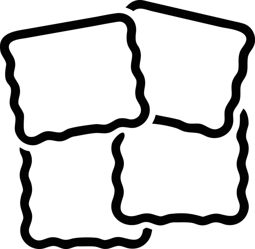 Simple line drawing of four connected ice cubes in bold lines for logo design vector