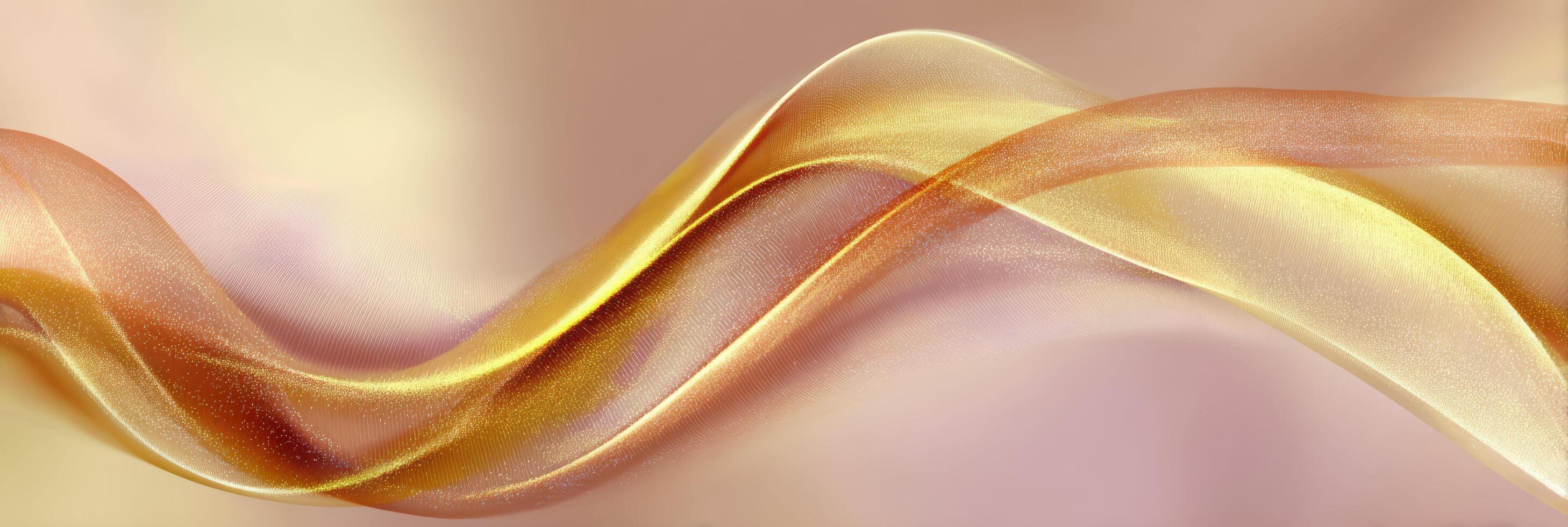Elegant abstract wallpaper background with graceful flow of smooth gold waves. gentle design features soft light creating calm mood perfect for modern backdrop photo