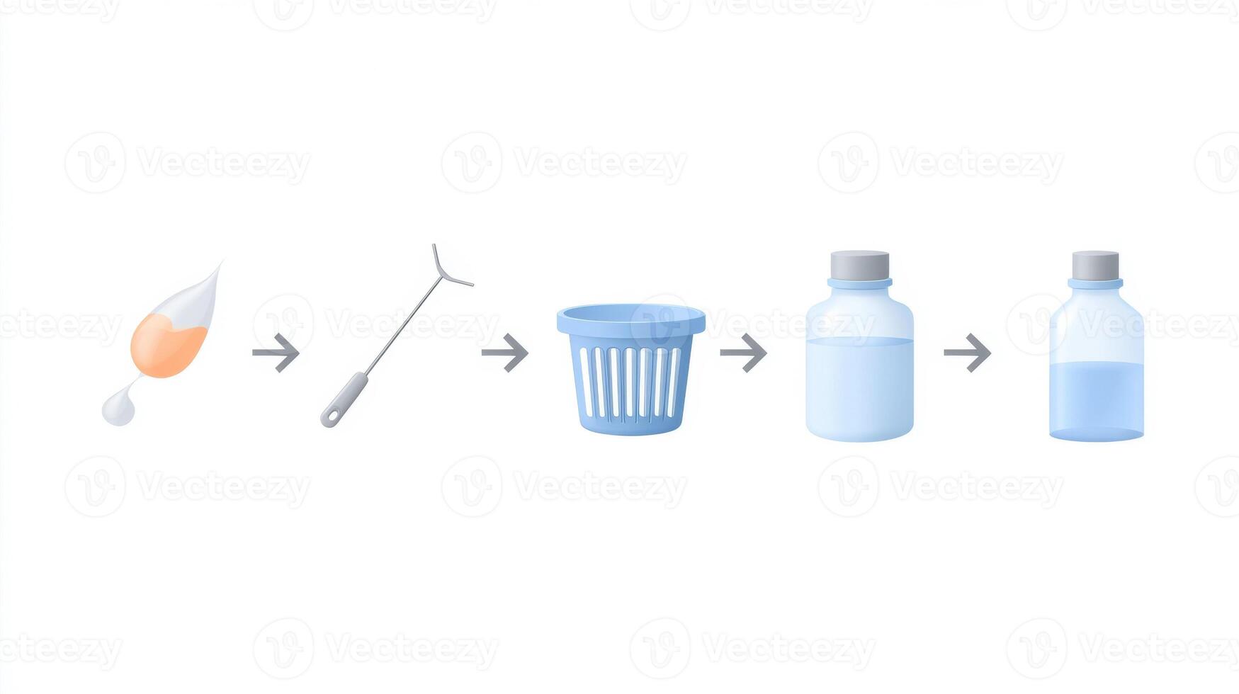 Eye care instruction illustration showing daily cleaning process for reusable contact lens. hygiene routine with solution and case for proper storage photo